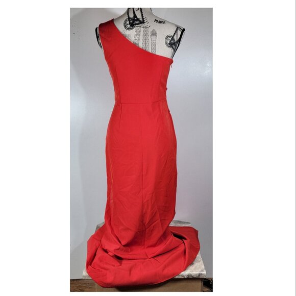 Eliza J Red One-Shoulder Formal Gown, Red, Womens Size 4 - Picture 4 of 7